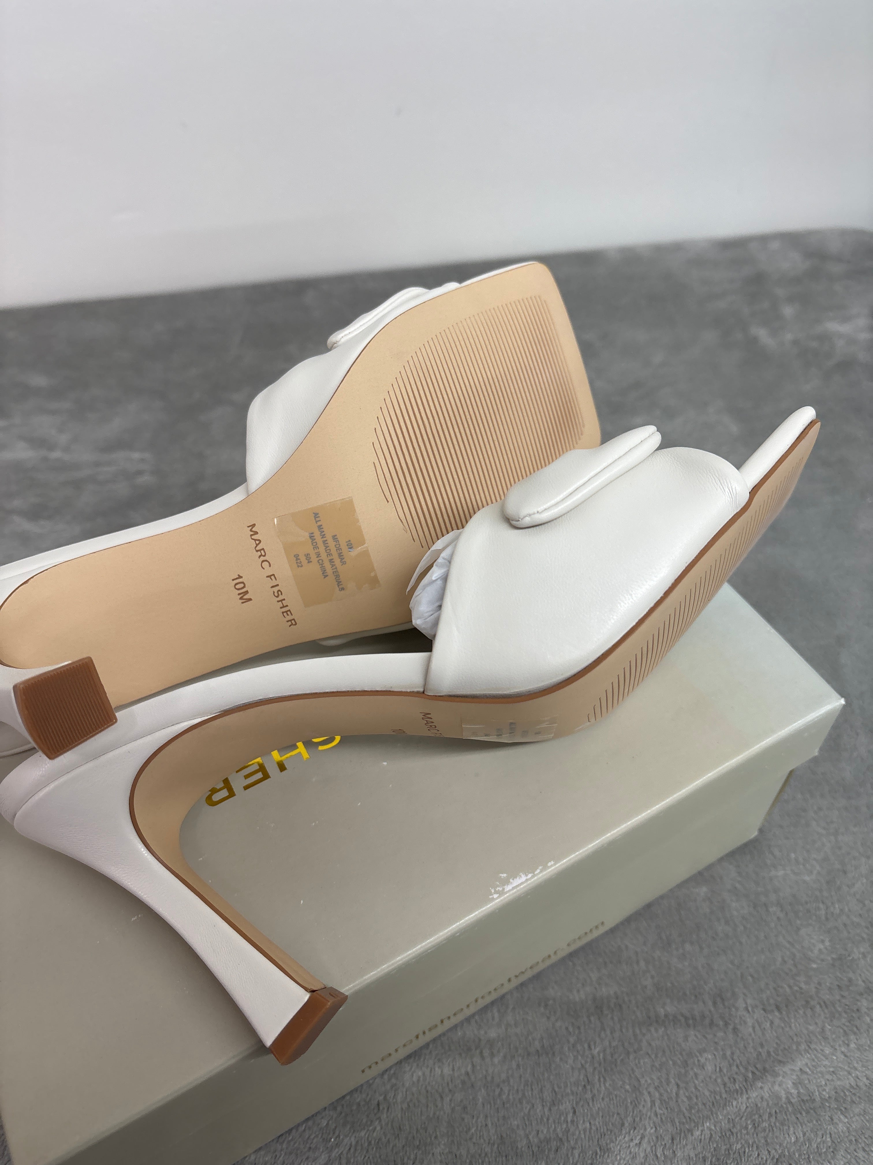 Marc fisher square-toe heeled mules