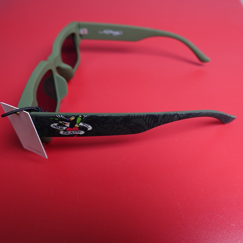 Ed Hardy Camouflage Green Square Frame Sunglasses Black 100% UV Protection