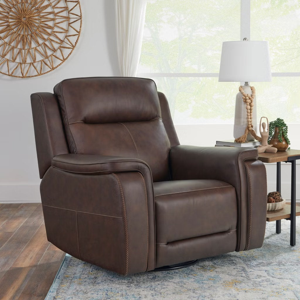 Flexsteel Griffin Italian Leather Power Recliner with Power Headrest and Lumbar
