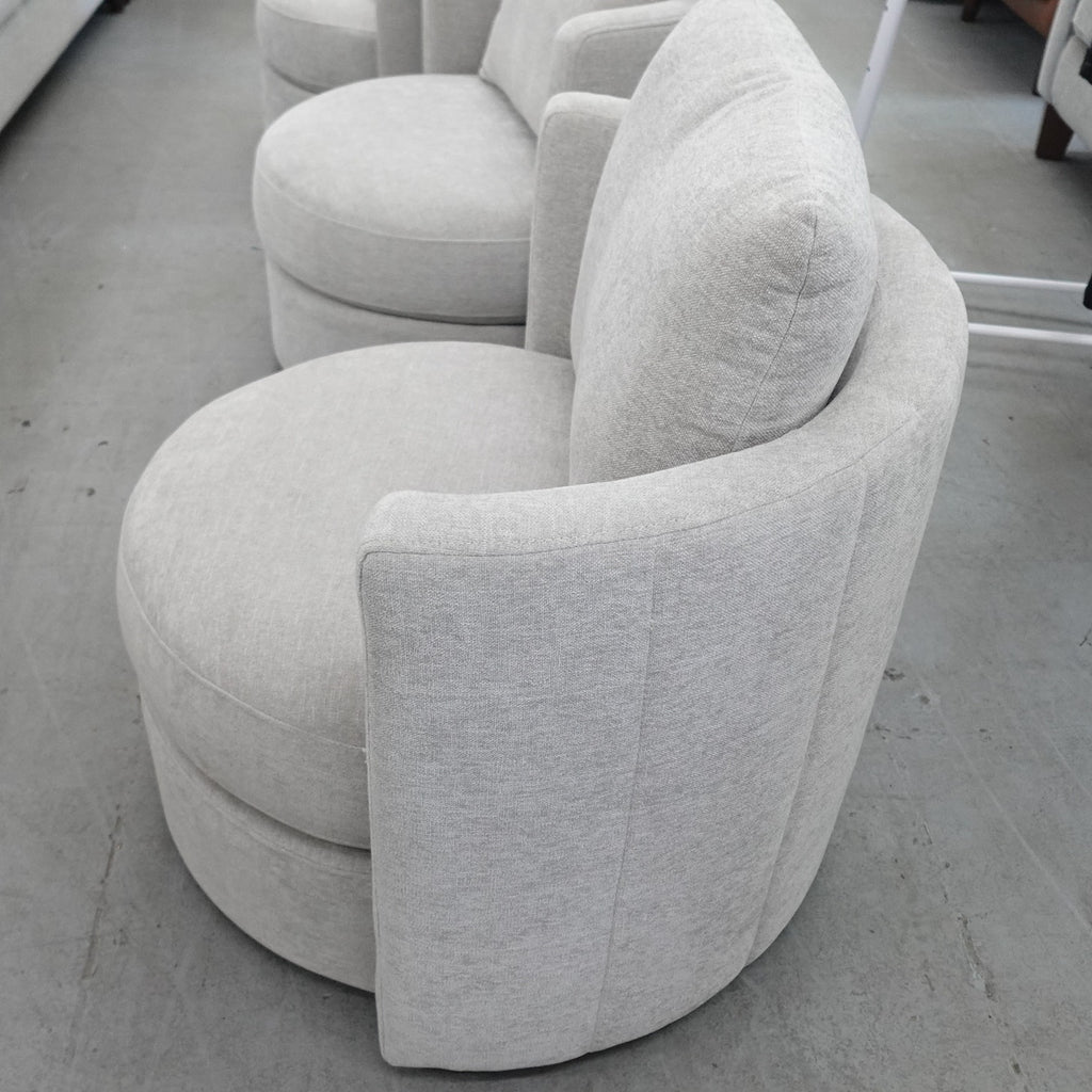NEW Thomasville Davos Swivel Accent Chair Gray Upholstered Barrel Chair