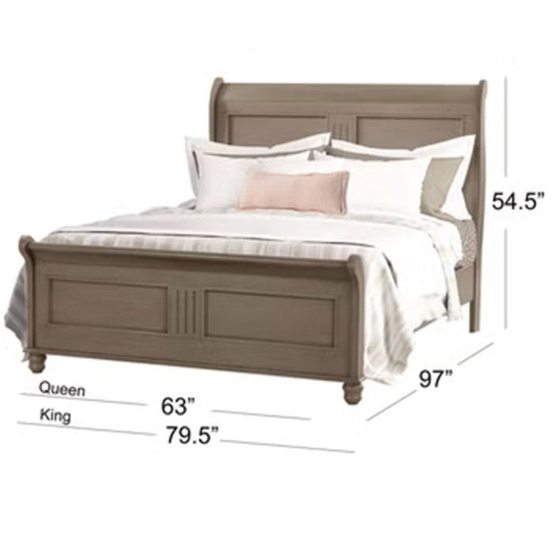 Abbyson Caymen King Platform Bed Gray Wood Panel headboard/footboard