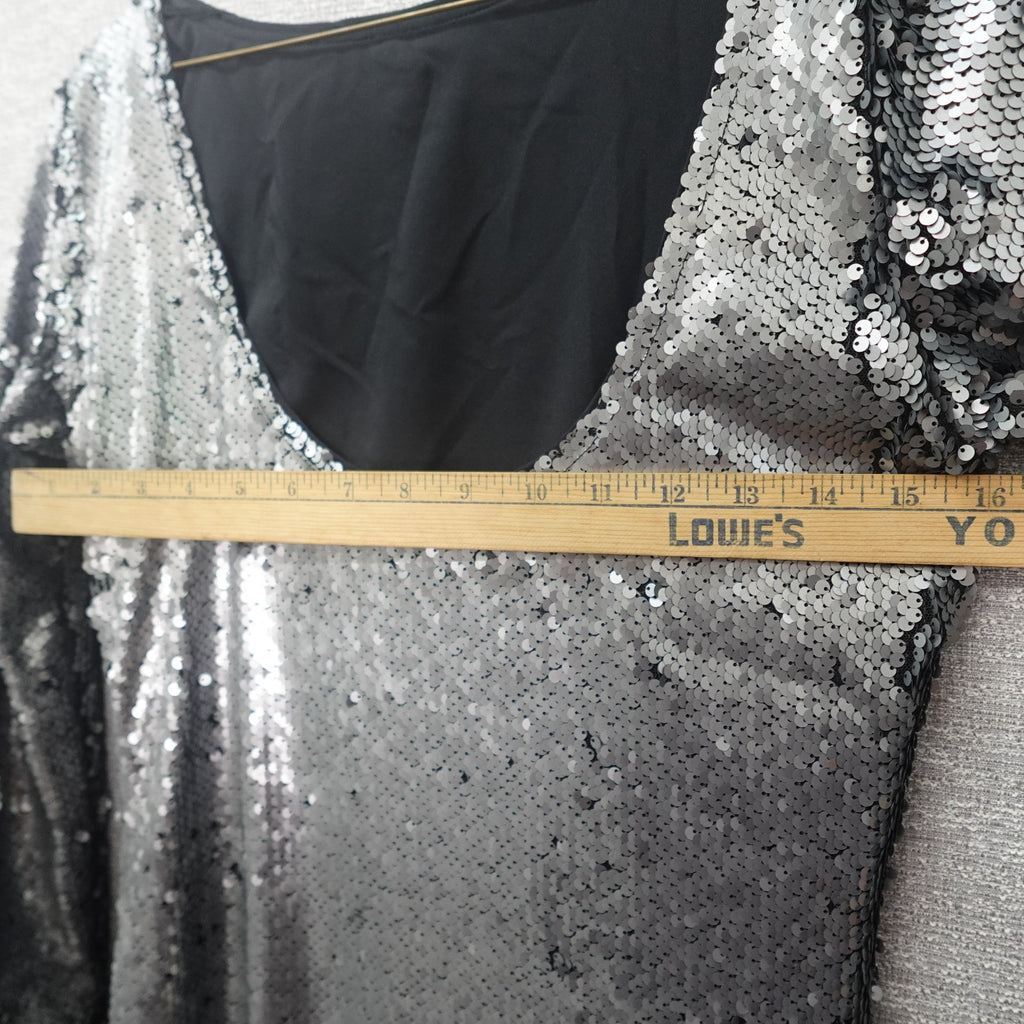 Calvin Klein Sequin Midi Dress Silver- Medium