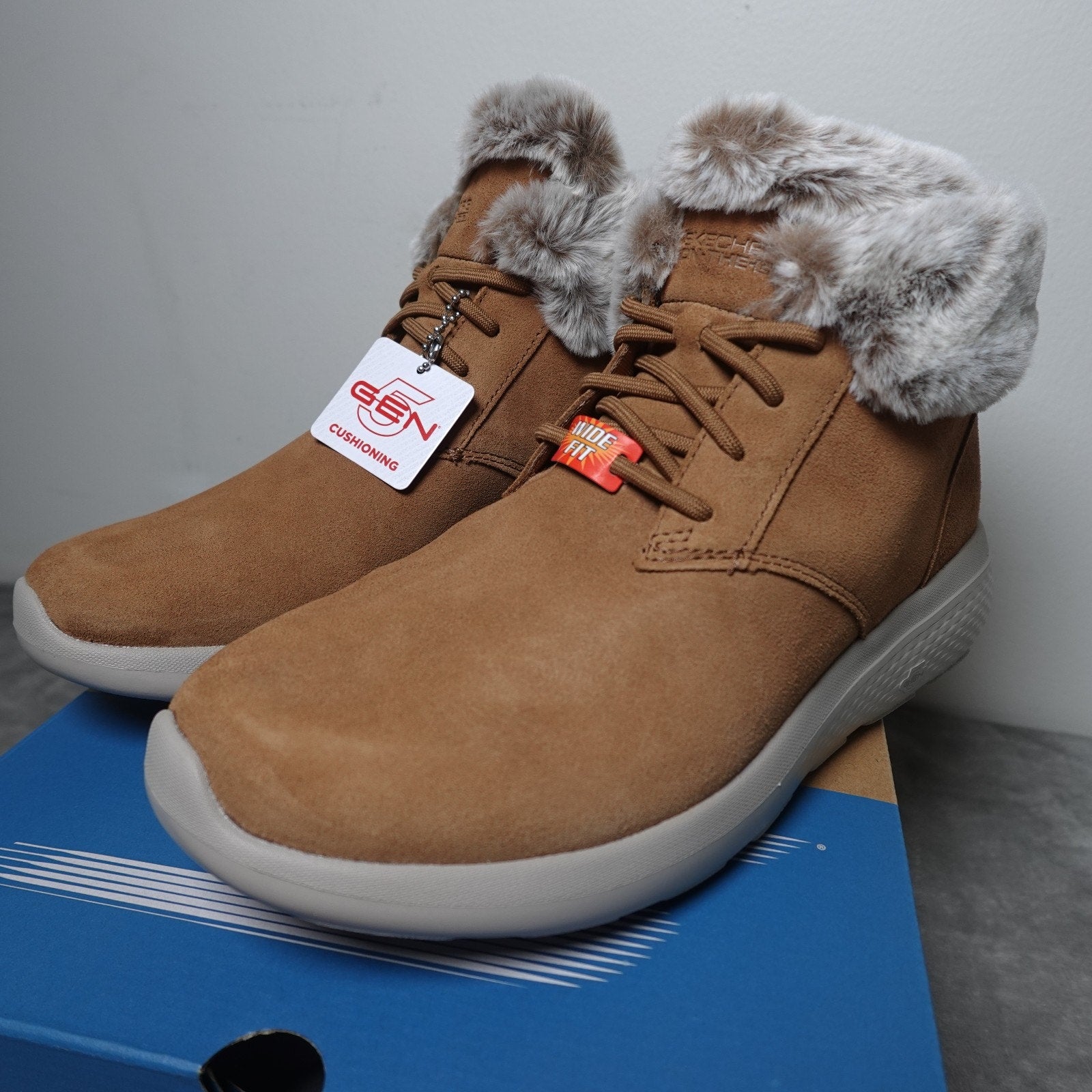 Skechers On-the-Go City 2 Winter Wishes Chestnut Suede Ankle Boots 144437 W