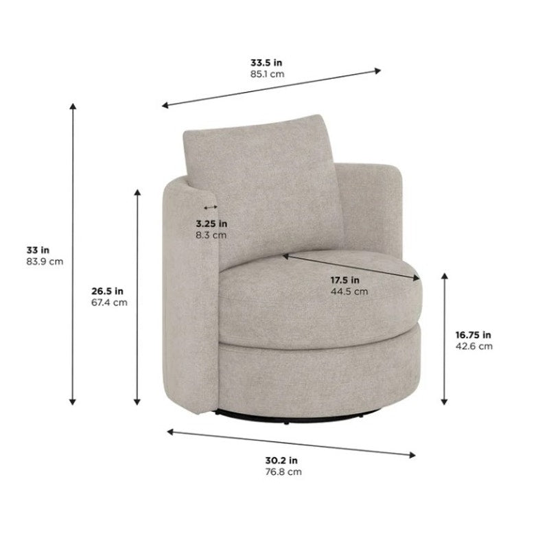 NEW Thomasville Davos Swivel Accent Chair Gray Upholstered Barrel Chair