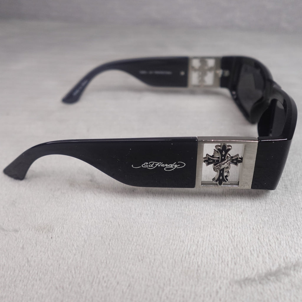 Ed Hardy Ed Trinity Sunglasses Black Shield UV400 NEW