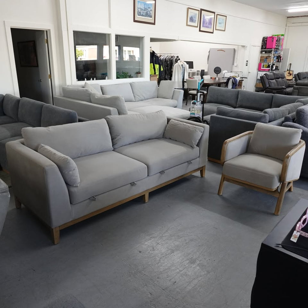Mokena Fabric Sofa & Accent Chair Set - Gray
