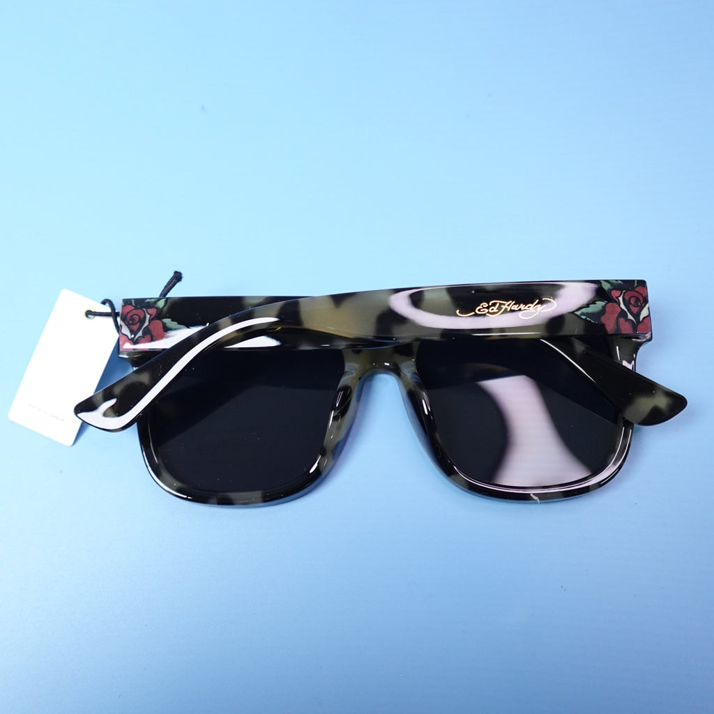 Ed Hardy Love Kills Slowly Collection Sunglasses Black & Tortoiseshell w/ Roses