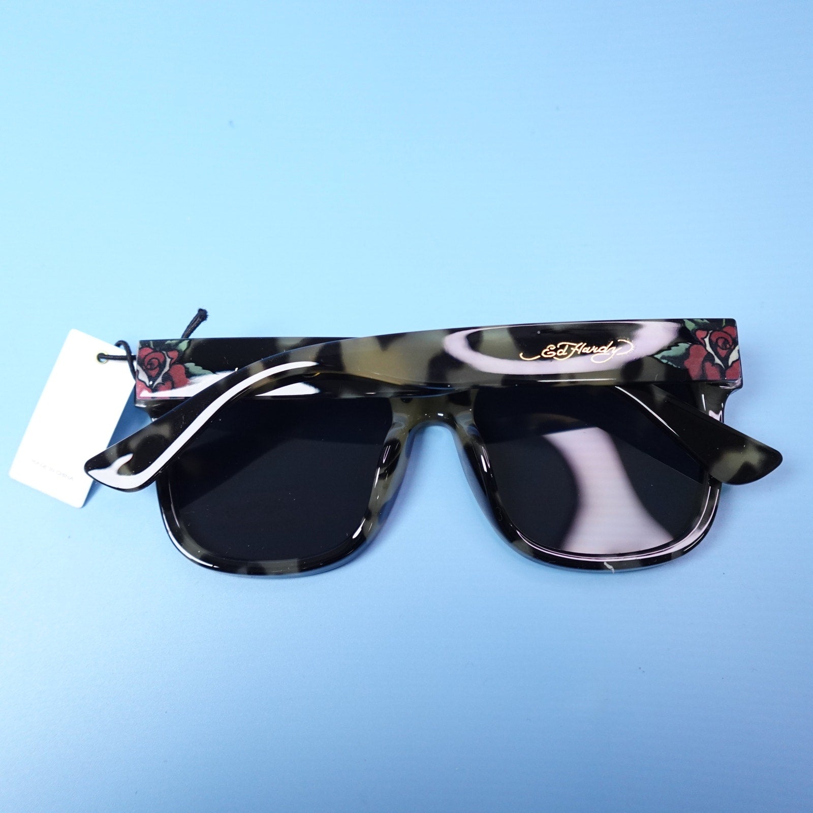 Ed Hardy Love Kills Slowly Collection Sunglasses Black & Tortoiseshell w/ Roses