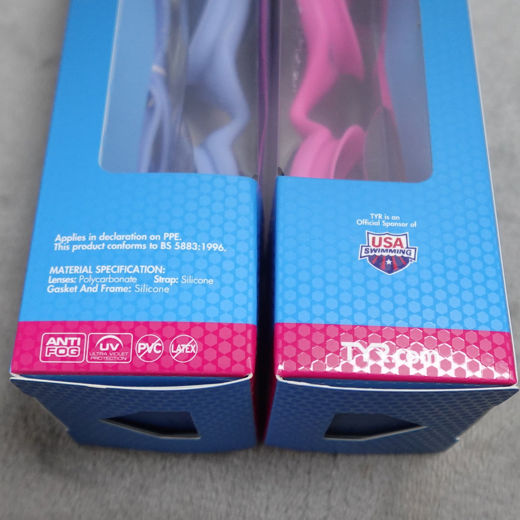 TYR Active Vesi Femme Adult Swimming Goggles Set of 4 Blue Pink New