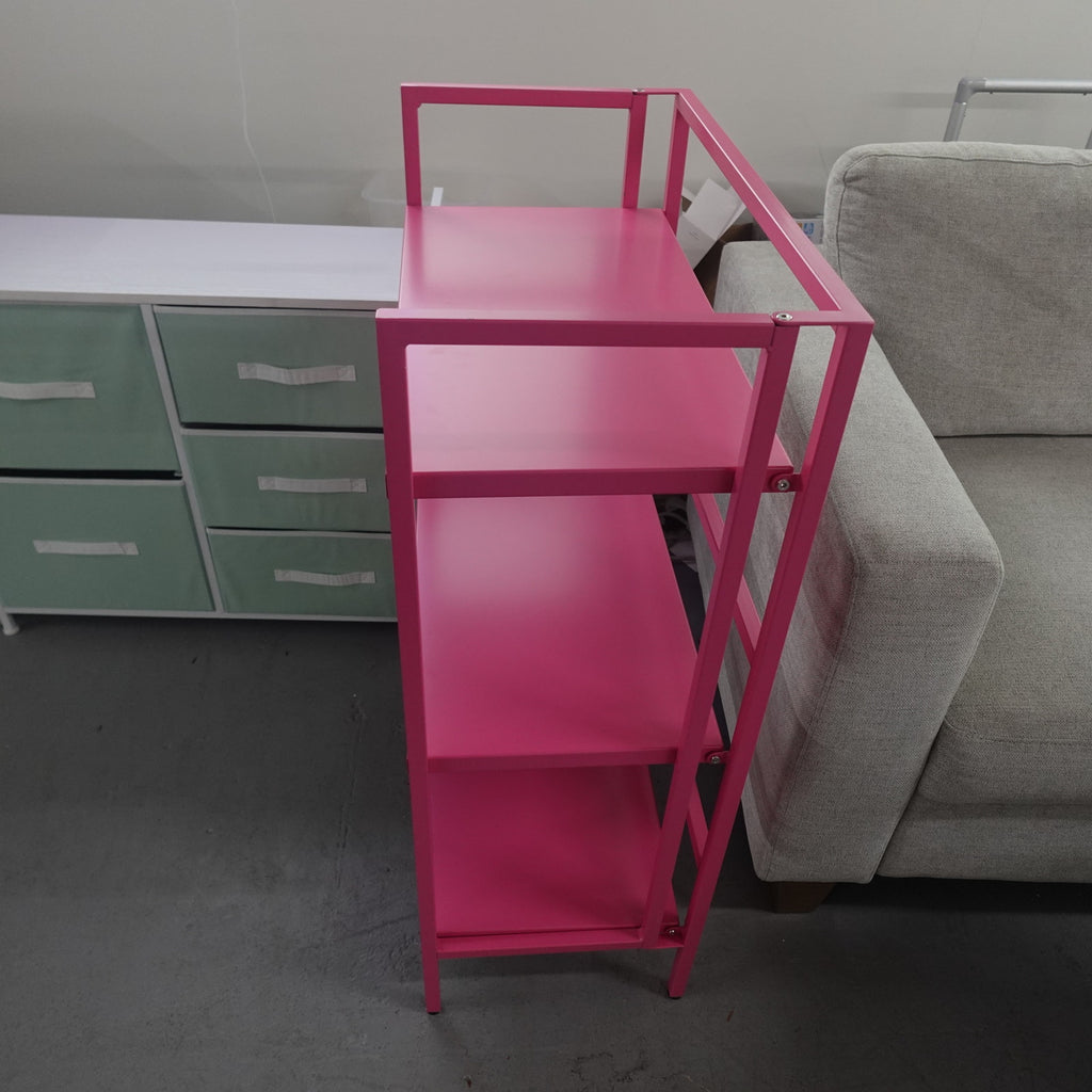 mDesign Folding 3-Tier Steel Organizer Shelf Rack Pink 25" x 13.75" x 39.75" New