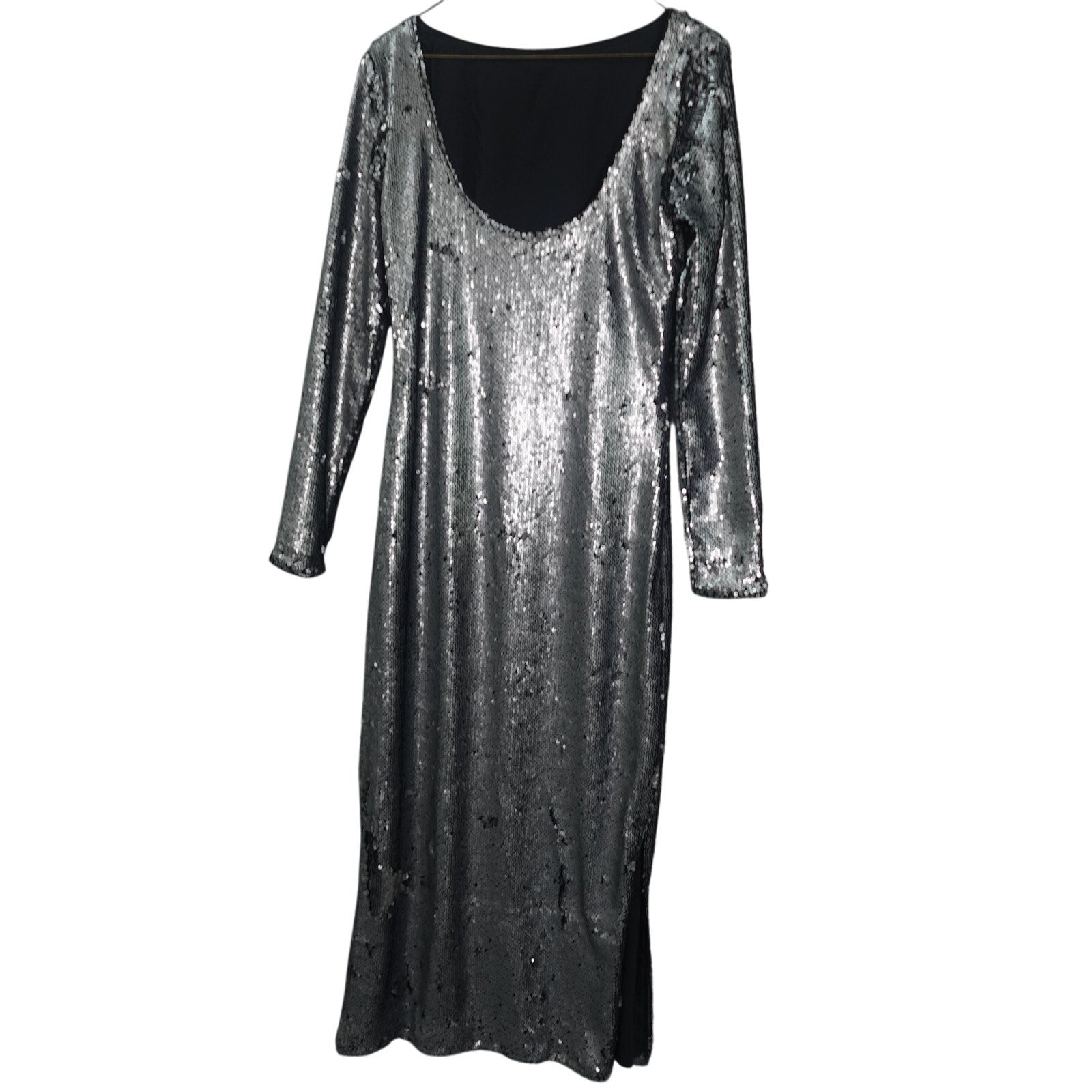 Calvin Klein Sequin Midi Dress Silver- Medium