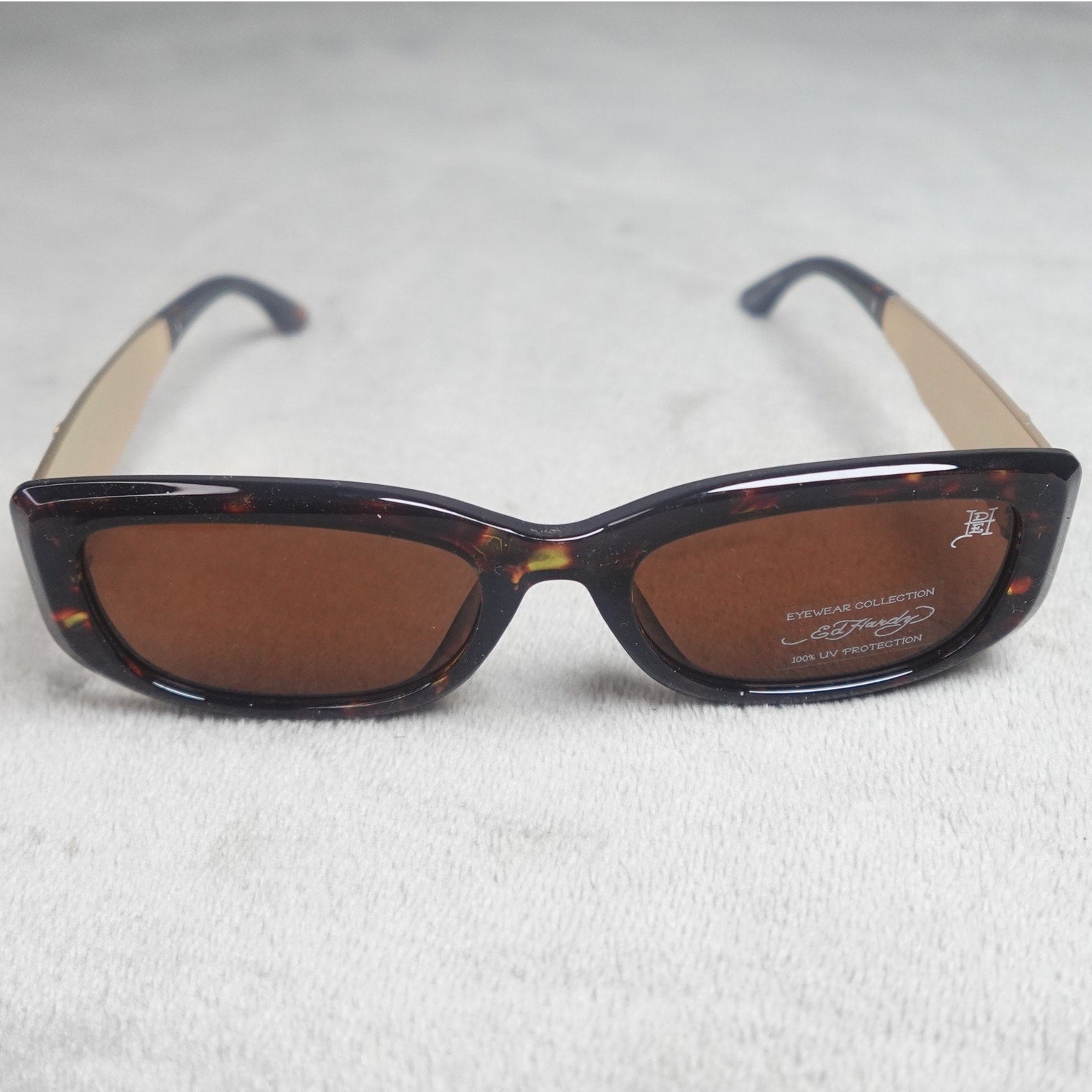 Ed Hardy Eternal Love Kabuki Sunglasses Brown Tortoise UV400 NEW