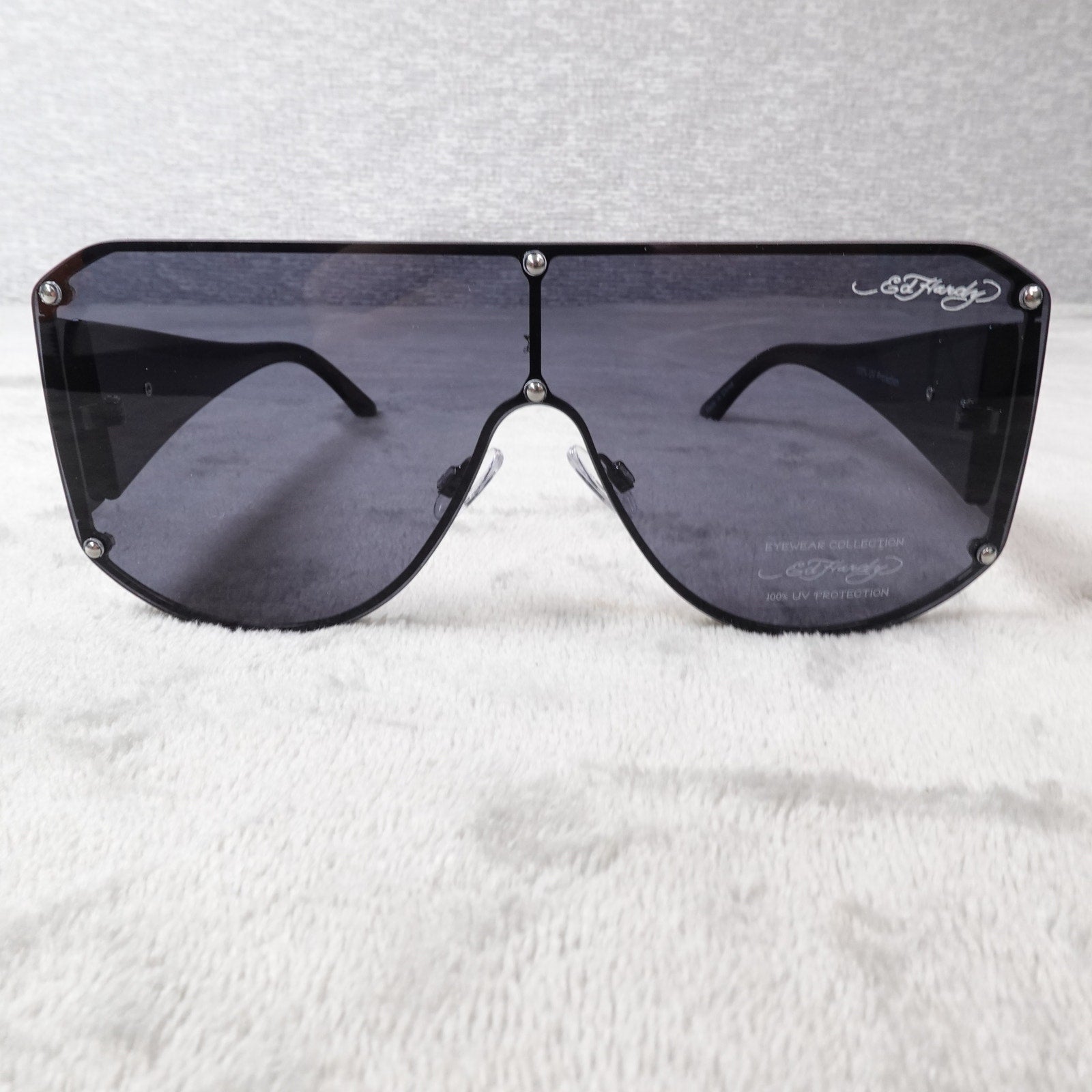 Ed Hardy Fatal Attraction Shield Sunglasses Skull Crossbones Y2K UV400 NEW