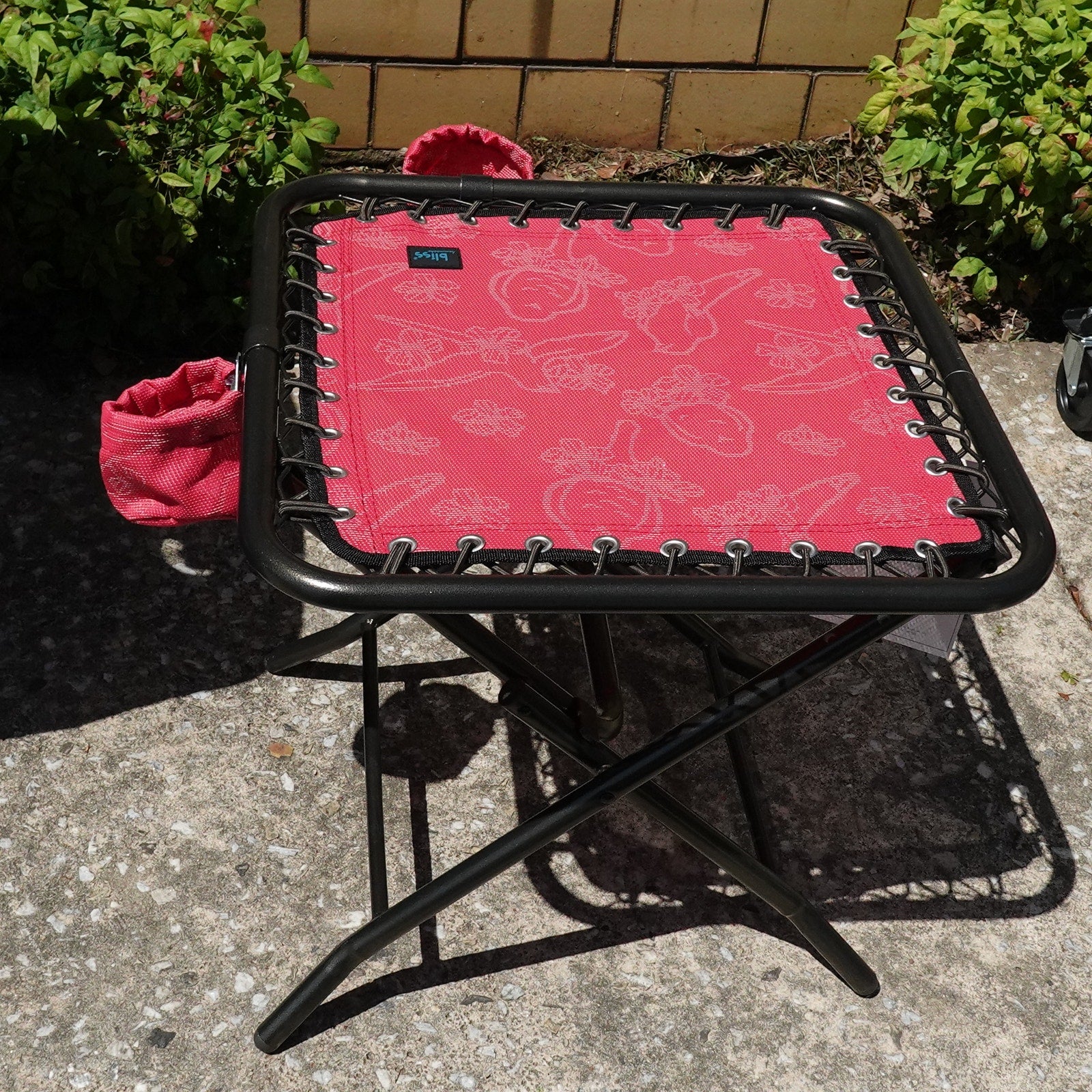 Bliss Hammocks Folding Side Table w/ 2 Cup Holders 20" Weather Resistant Red