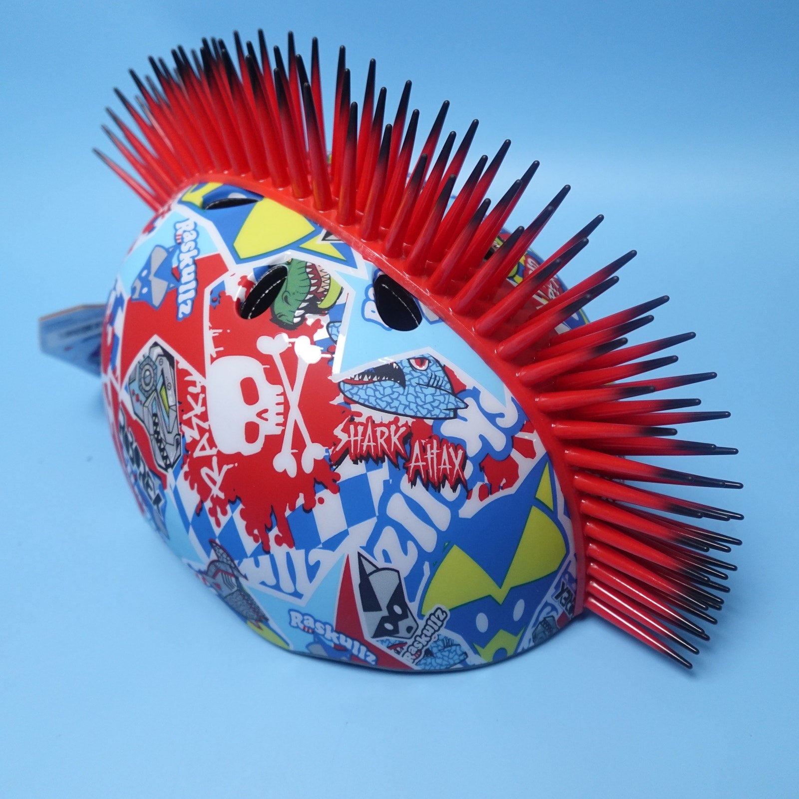 Raskullz Sticker Bomb Child Snow Helmet with Mohawk Youth Size Small 50-54 CM