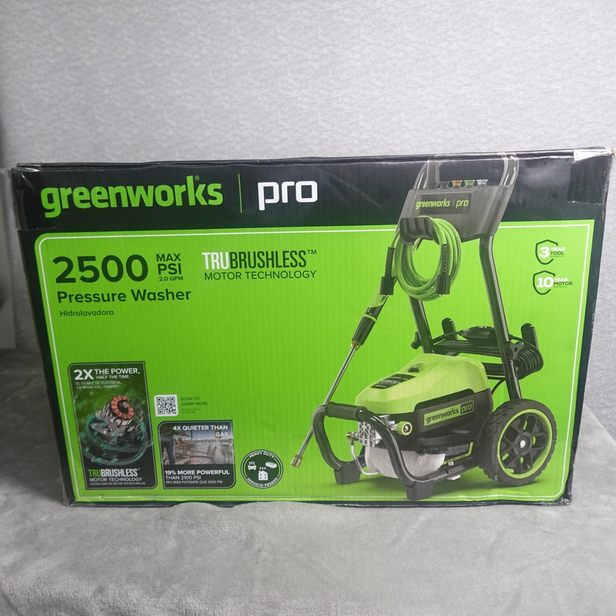 Greenworks 2500-PSI 2-GPM Cold Water Electric Pressure washer with 5 Spray Tips