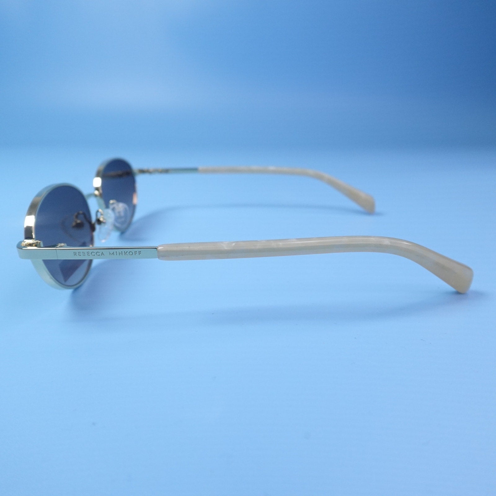 Rebecca Minkoff Sunglasses Evangelyne Gold Frame & Pearl Arms 100% UV Protection