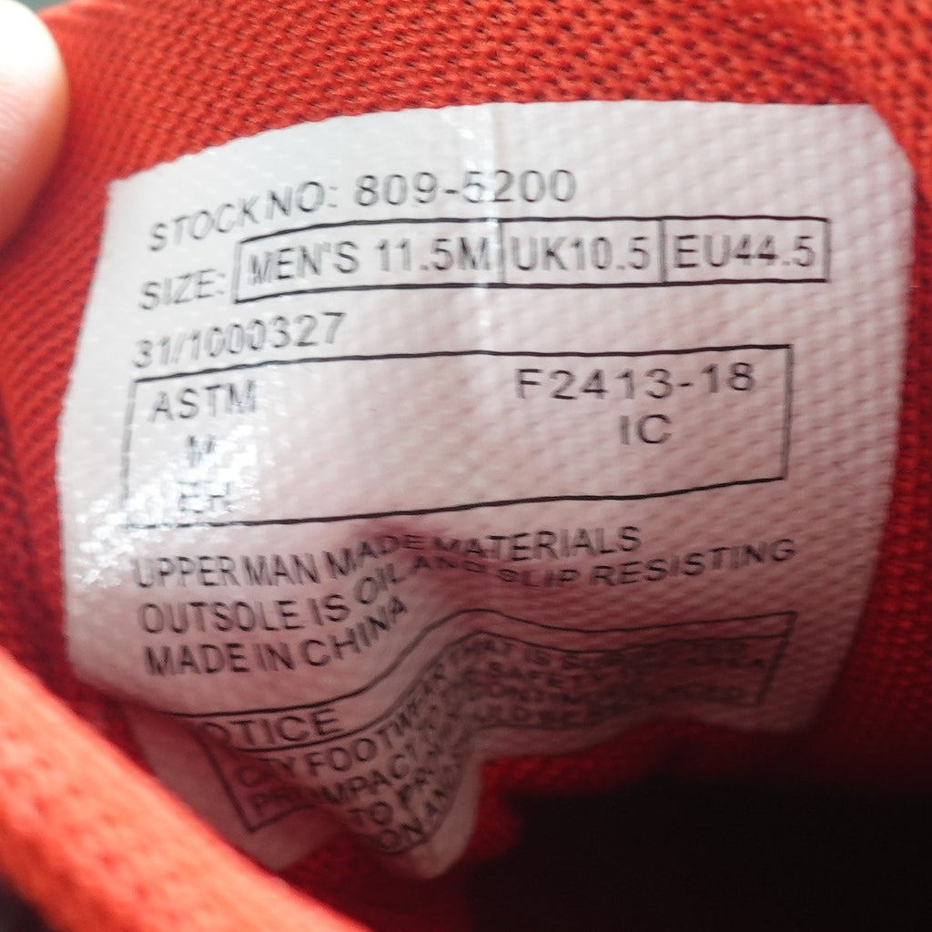 (No Box!)Thorogood AST Low Composite Toe Safety Work Sneaker Men's 11.5W Red/Black 809-5200