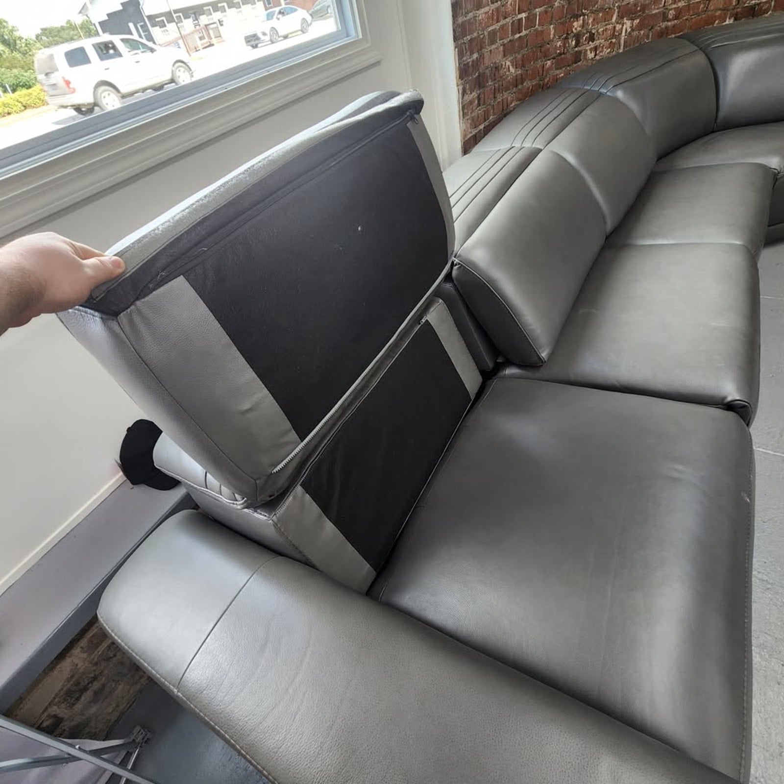 Karson Leather Power Reclining Sectional with Power Headrests
