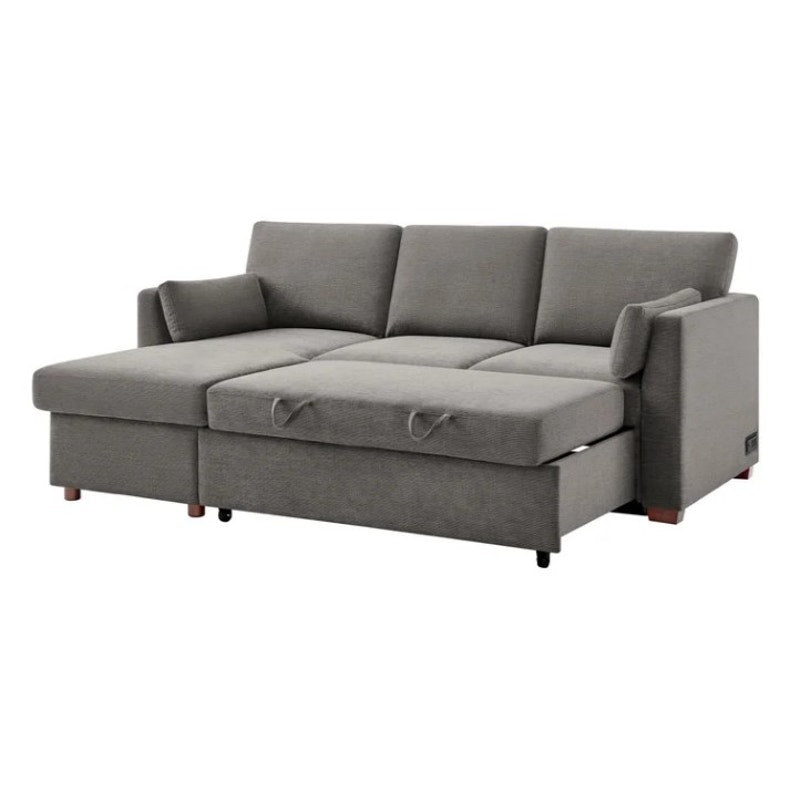 Coddle Luke Sleeper Sofa Reversible Chaise Storage USB Power Gray Fabric