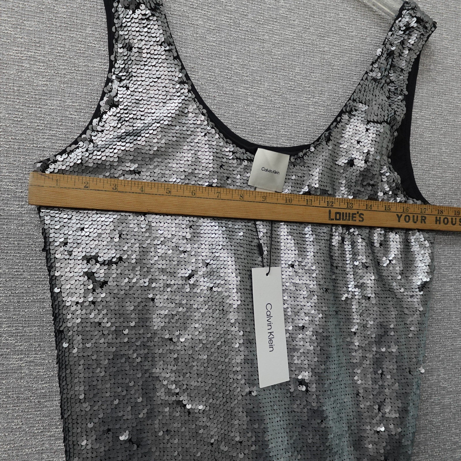 Calvin Klein Women's Sequin Tank Top Dark Gray - Size 2