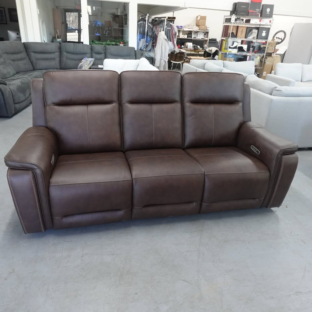 Flexsteel Griffin Italian Leather Power Reclining Sofa with Power Headrests