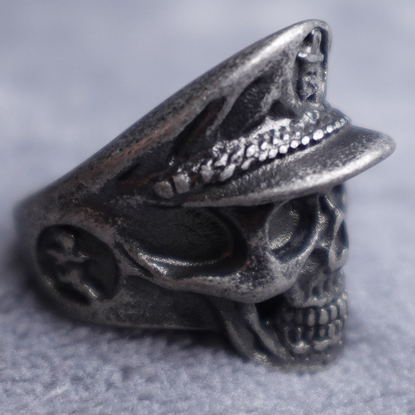 Stainless Steel Skull Sailor Ring Size 9 Gun Metal RSRN-653