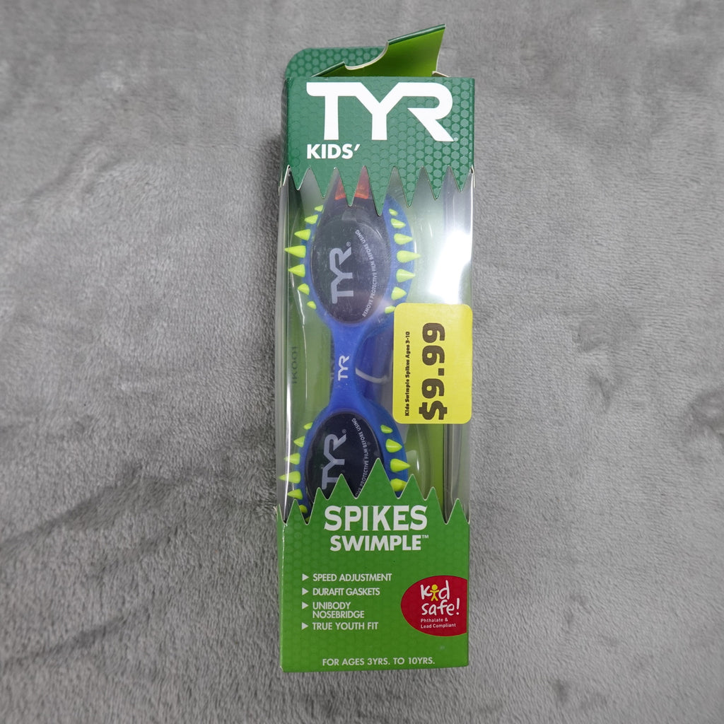 TYR Vesi Kids Spikes Smoke/Blue Swim Goggles Ages 3-10 New