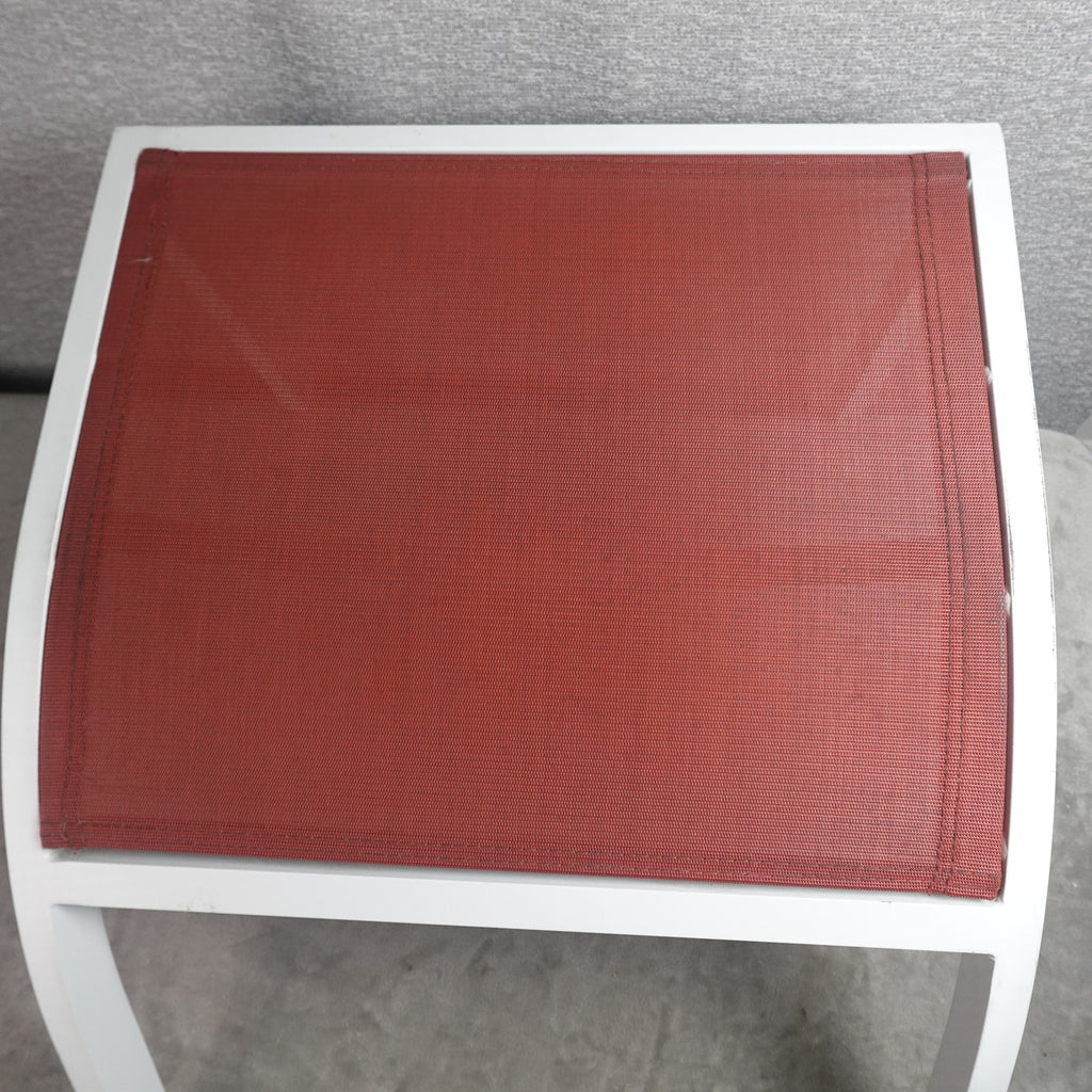 Living Accents Yukon Adirondack MGP Sling Ottoman White Frame Red Sling Patio Foot Rest