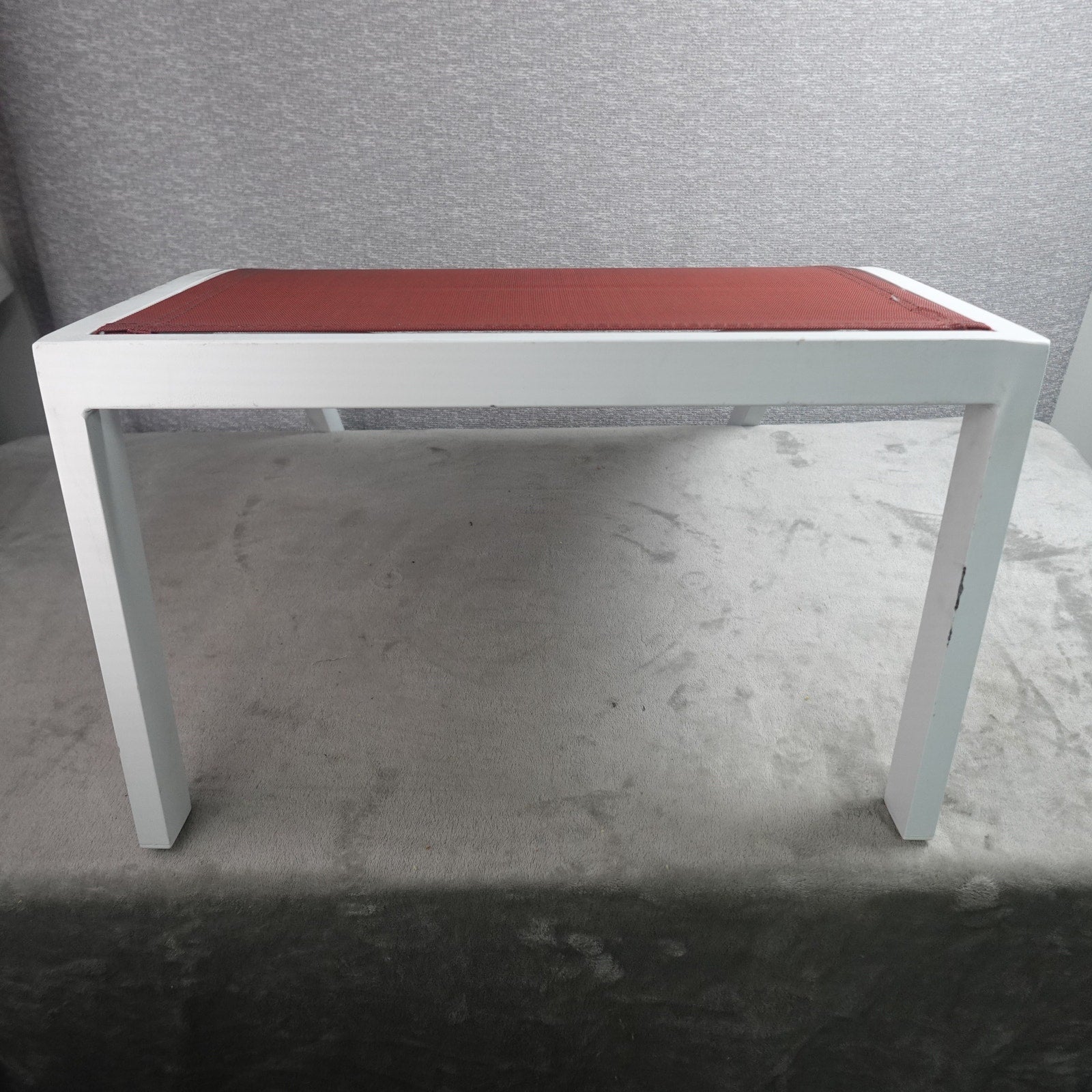 Living Accents Yukon Adirondack MGP Sling Ottoman White Frame Red Sling Patio Foot Rest