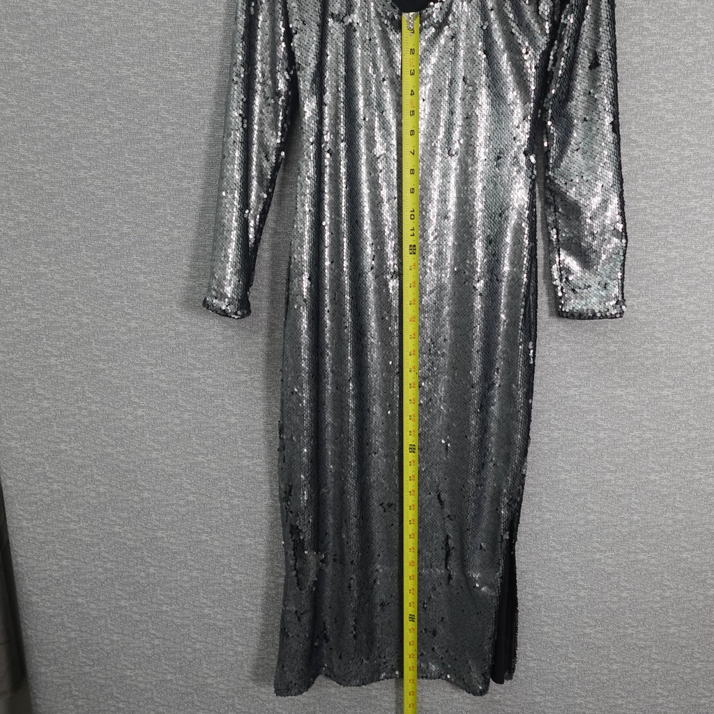 Calvin Klein Sequin Midi Dress Silver- Small