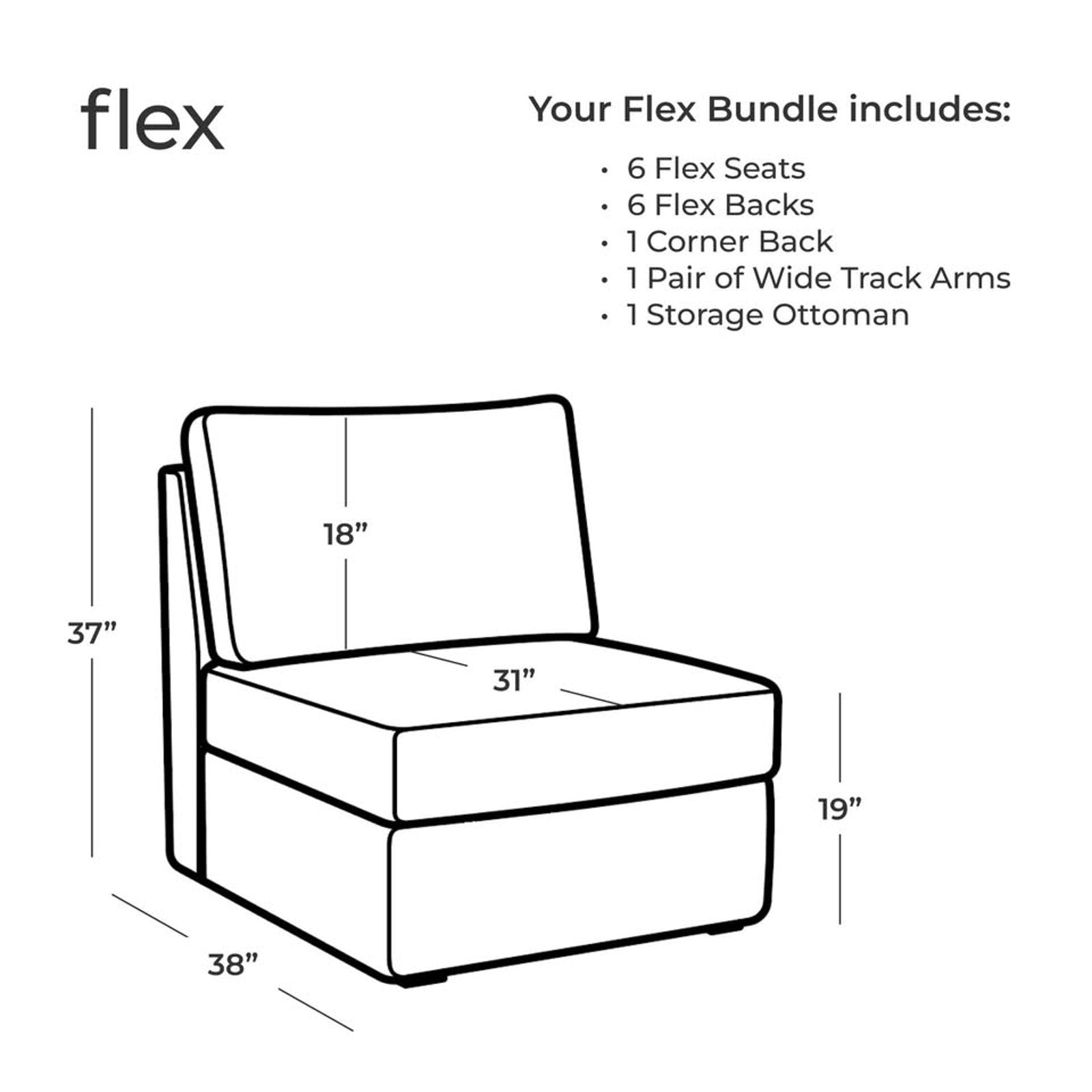 Flexsteel Modular Sectional with Storage Ottoman- Light Tan