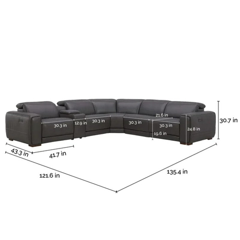 Karson Leather Power Reclining Sectional with Power Headrests