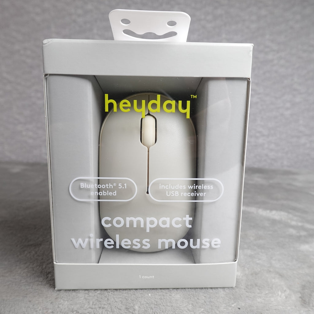 heyday Compact Wireless Mouse Bluetooth 5.1 White USB Receiver NEW