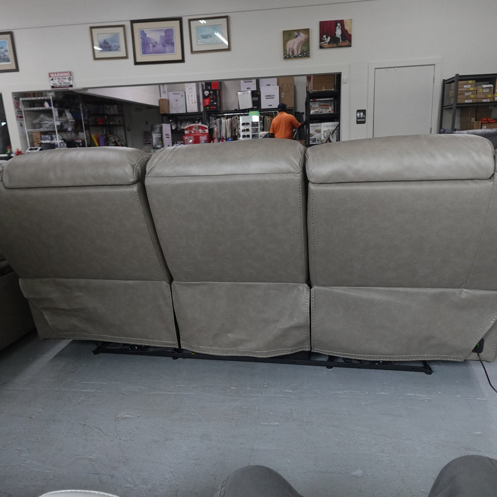 Mason Leather Power Reclining Sofa with Power Headrests - Taupe