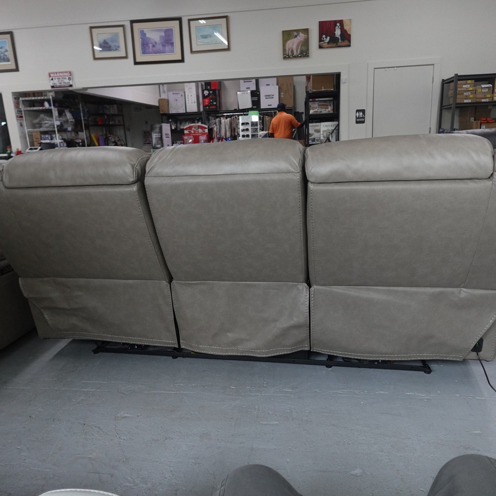 Mason Leather Power Reclining Sofa with Power Headrests - Taupe
