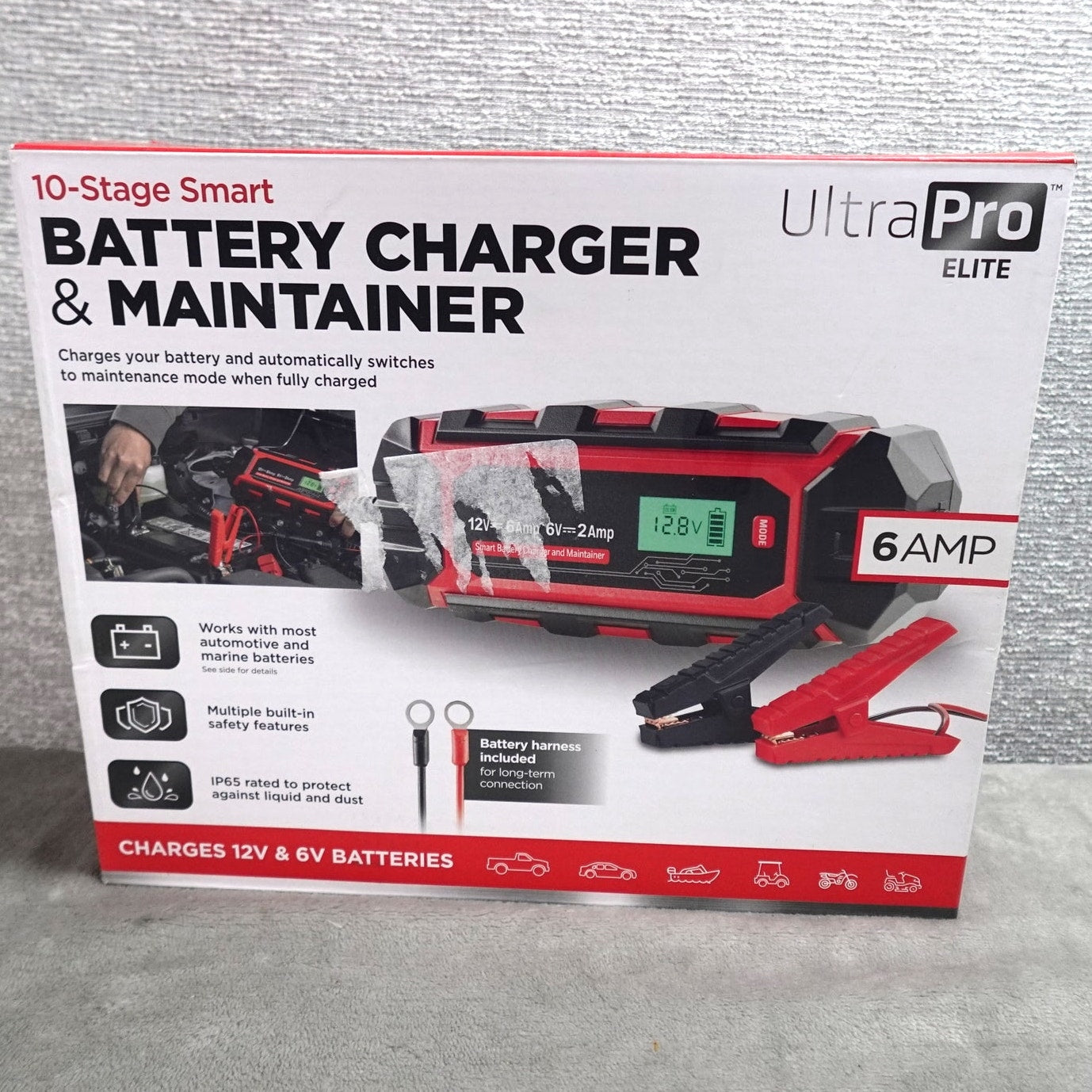 Open Box UltraPro Elite 6A Smart Battery Charger & Maintainer – 6V/12V