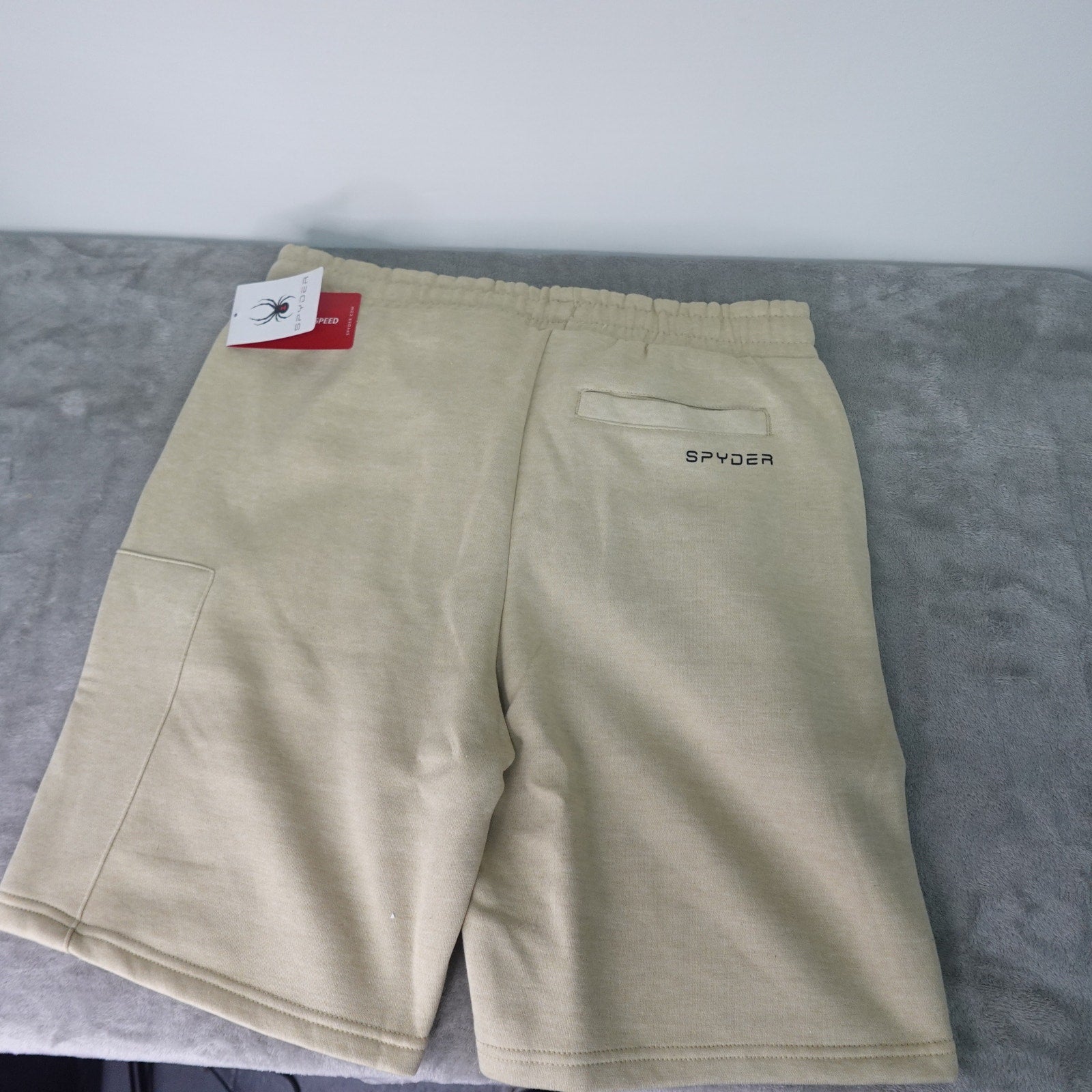 SPYDER SMB112 Men’s Athletic Shorts Sand Tan Performance Gym Running Activewear