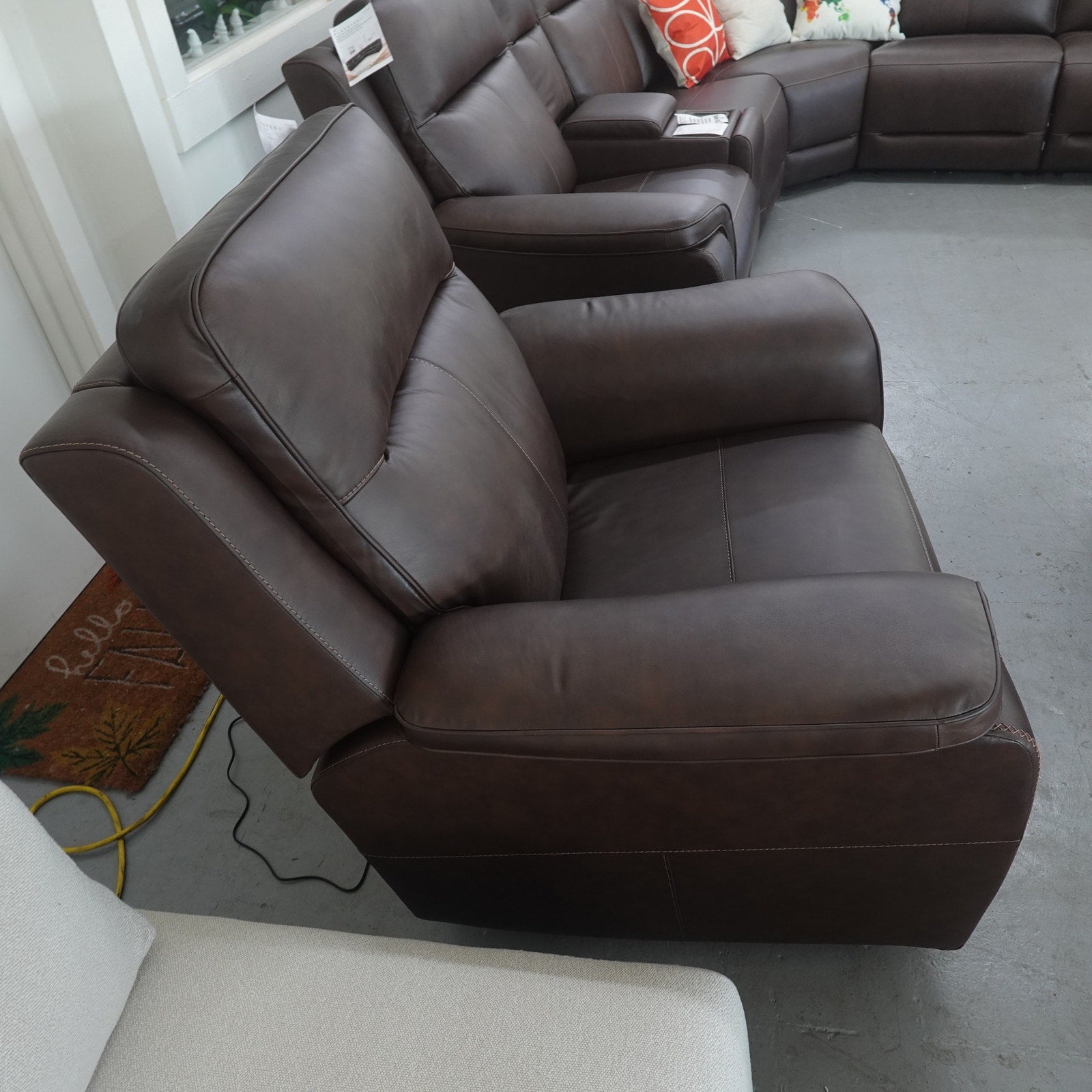 Flexsteel Griffin Italian Leather Power Recliner with Power Headrest and Lumbar
