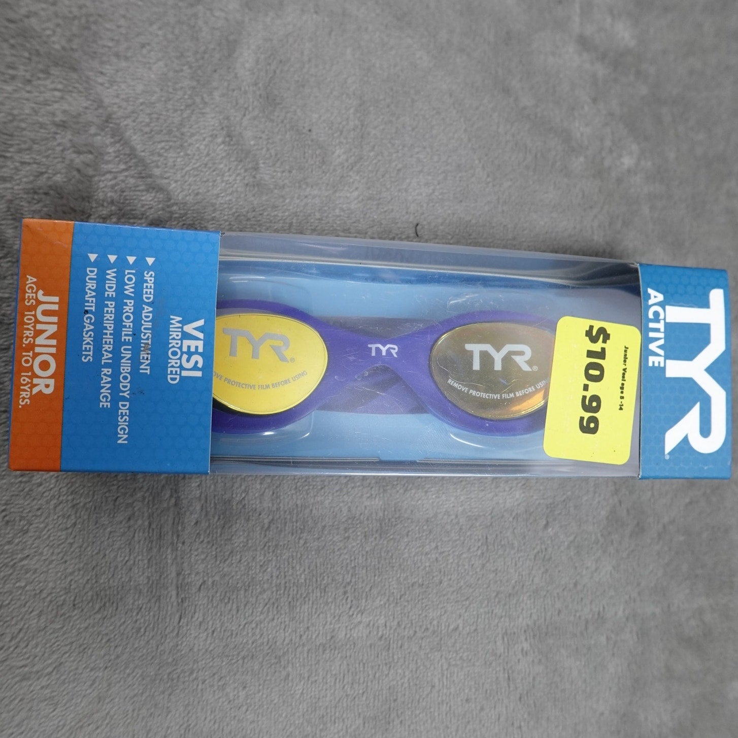 TYR Vesi Mirrored Junior Swim Goggles Ages 10-16 New