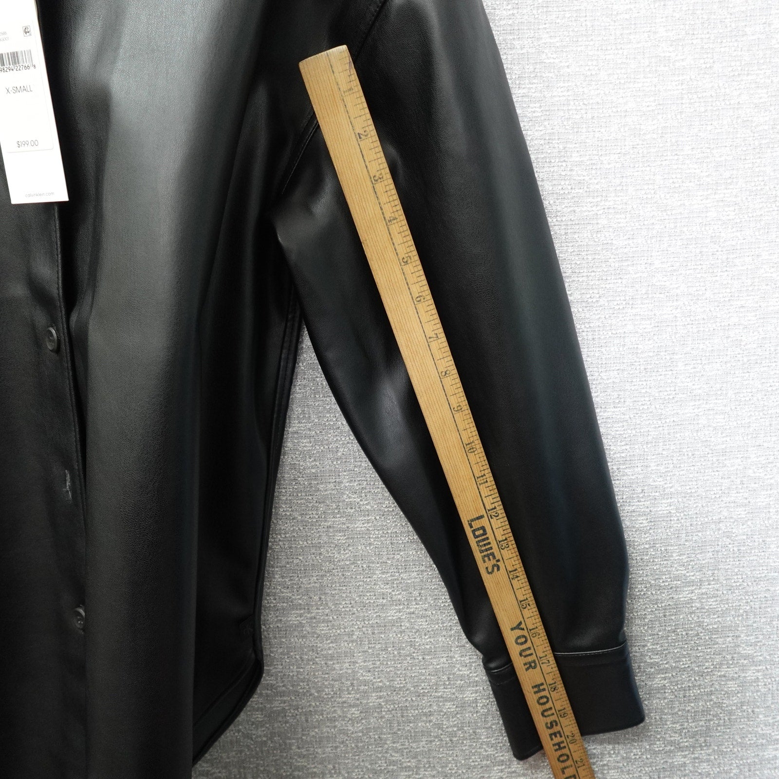 Women's Faux Leather Relaxed Shirt Jacket Black Beauty - Small