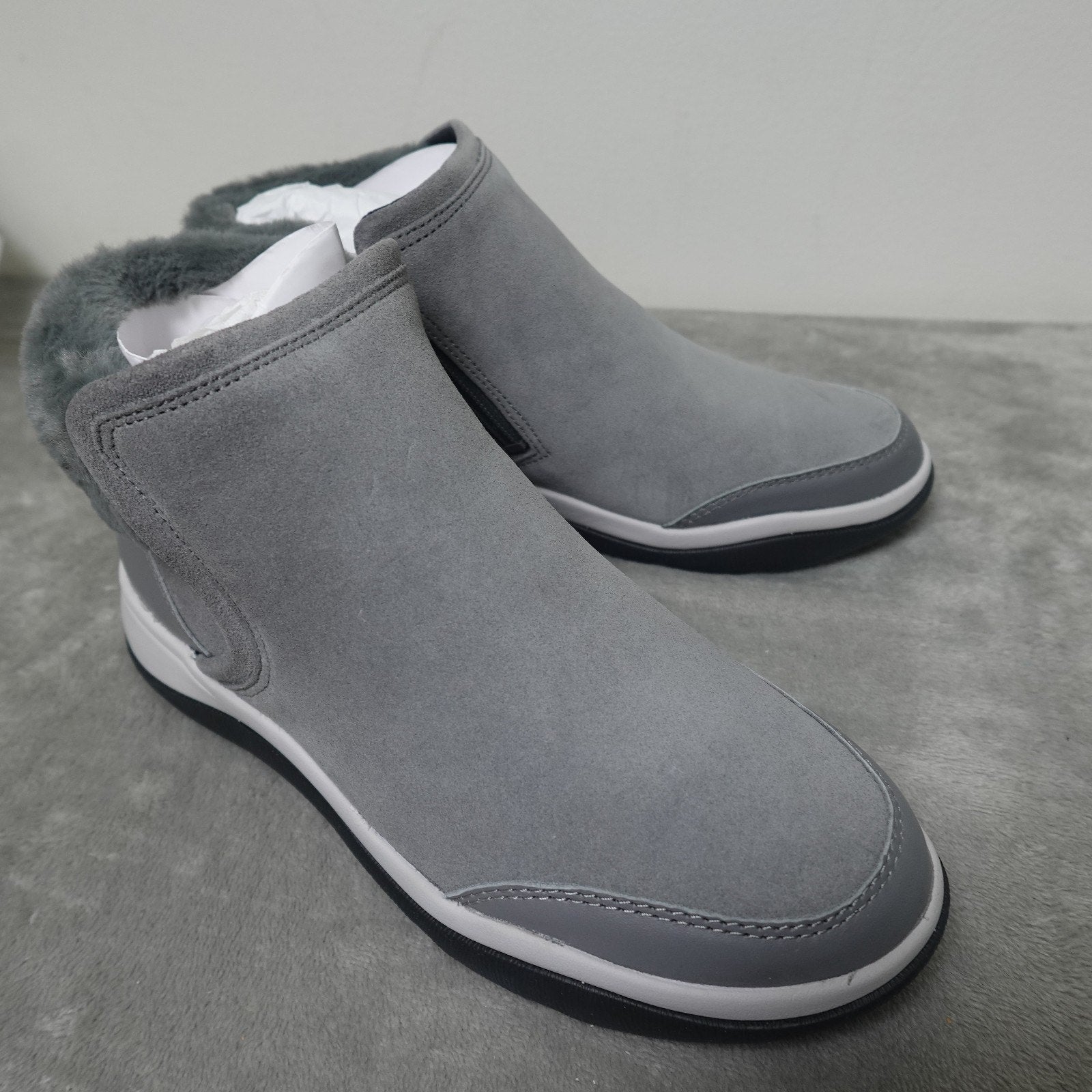 Vionic Norwood Faux Fur Ankle Boots Charcoal Women’s 7 M New w/ Box