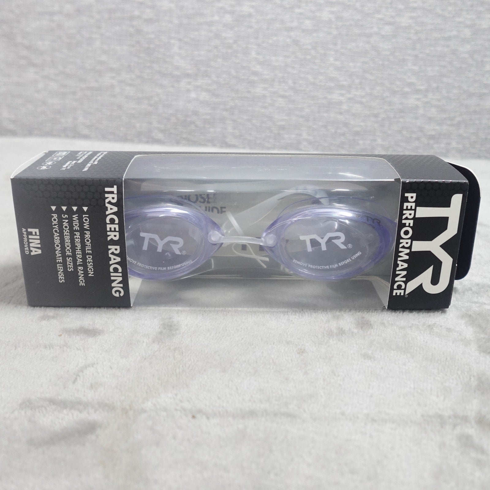 TYR Tracer Racing Performance Swim Goggles Clear Adult FINA Approved