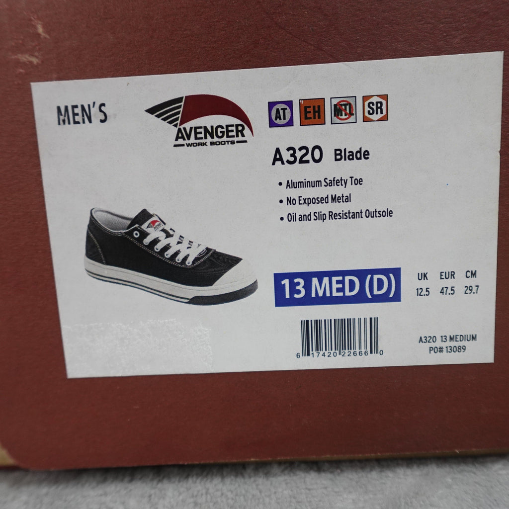 Avenger Blade A320 Men's Safety Toe Work Shoes – Size 13 Medium – Black/White