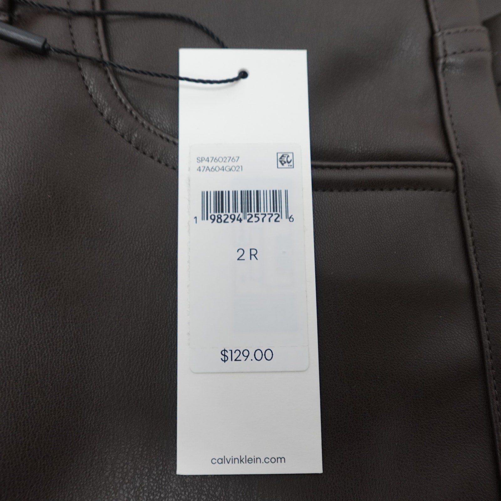 Calvin Klein Women's Faux Leather 90s Pants Mulch Brown - 2