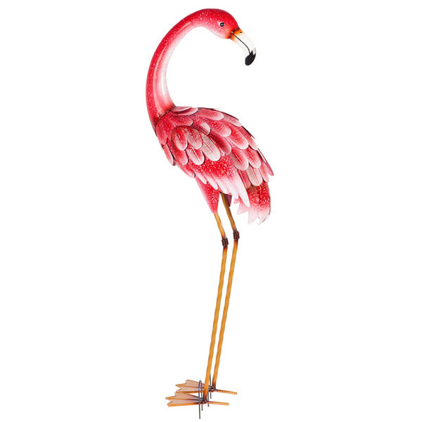 Life Size Bright Pink Flamingo All Metal Steel Garden Decor