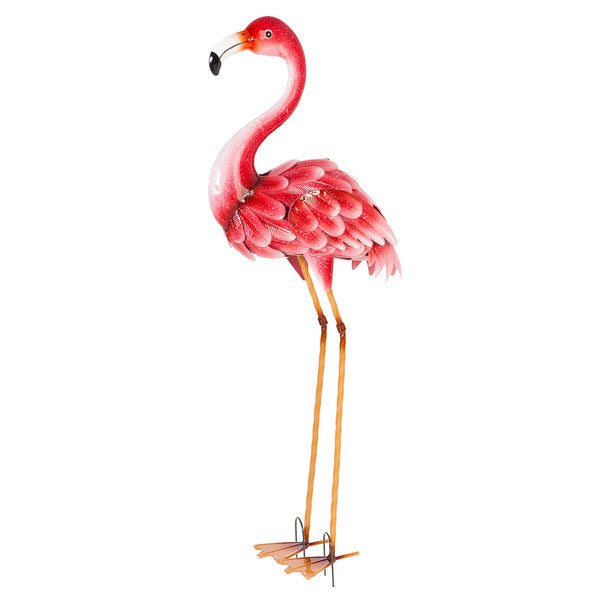 Life Size Bright Pink Flamingo All Metal Steel Garden Decor