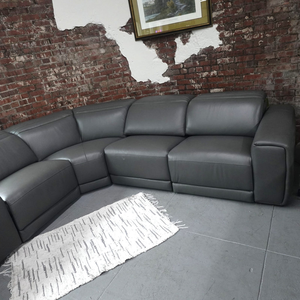 Karson Leather Power Reclining Sectional with Power Headrests