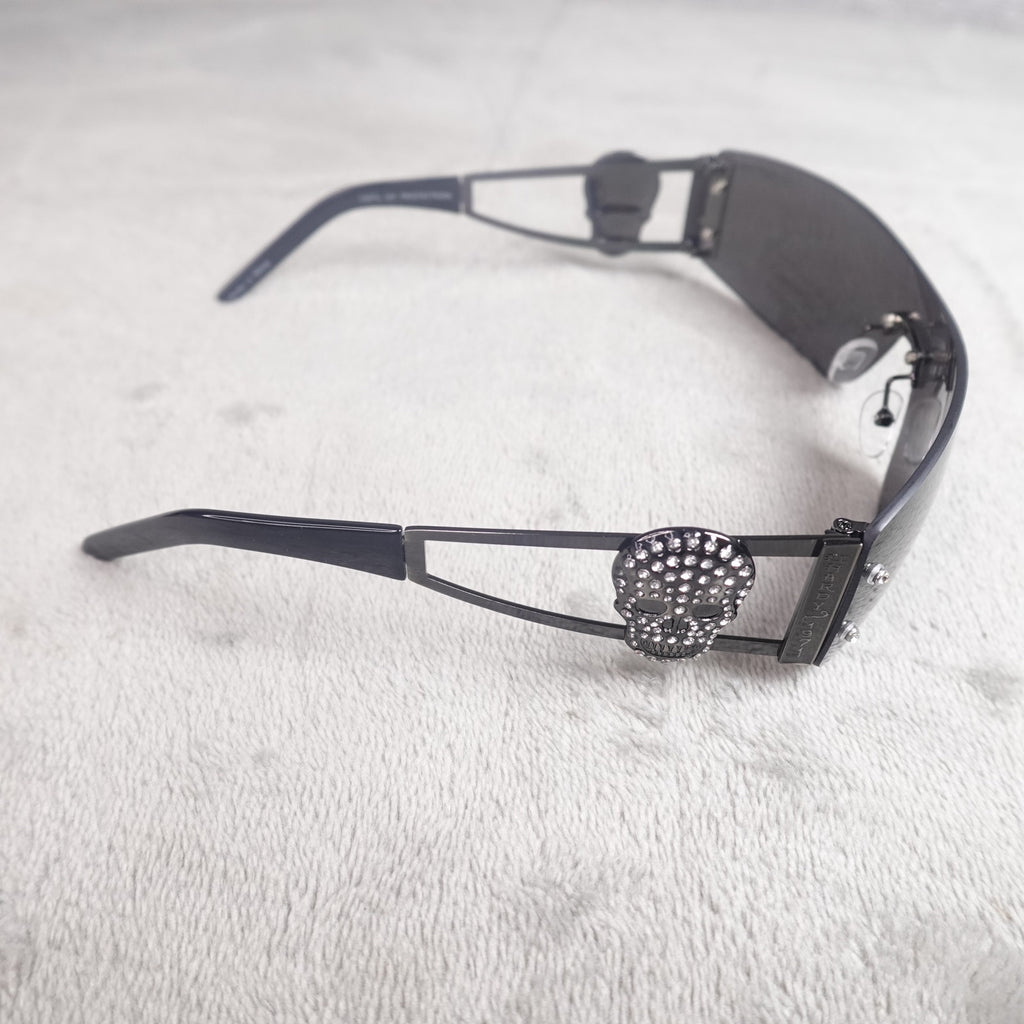 Ed Hardy Rhinestone Skull Shield Sunglasses UV400 NEW