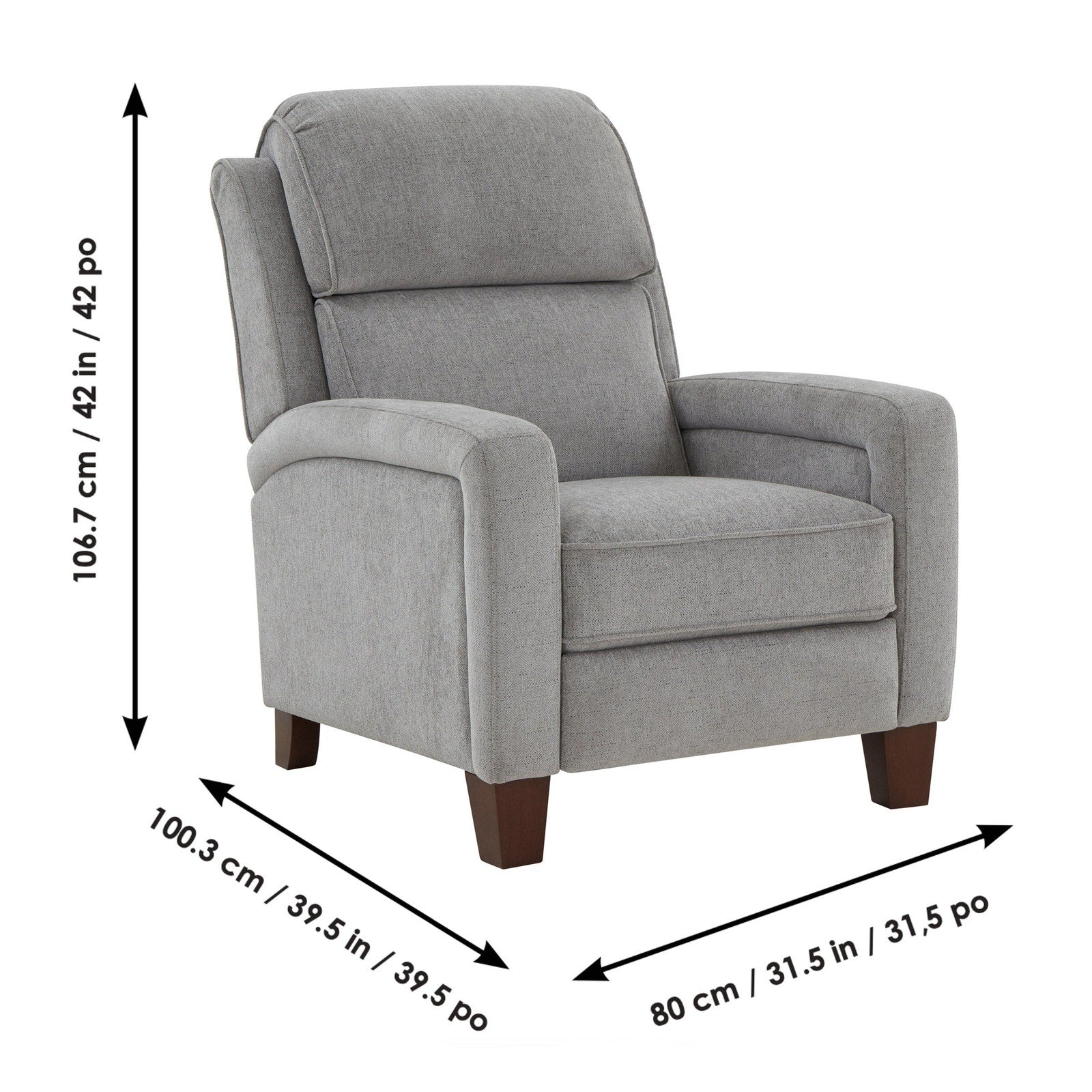 Synergy Home Wessen Pushback Recliner Chair Gray Fabric Accent Recliner New